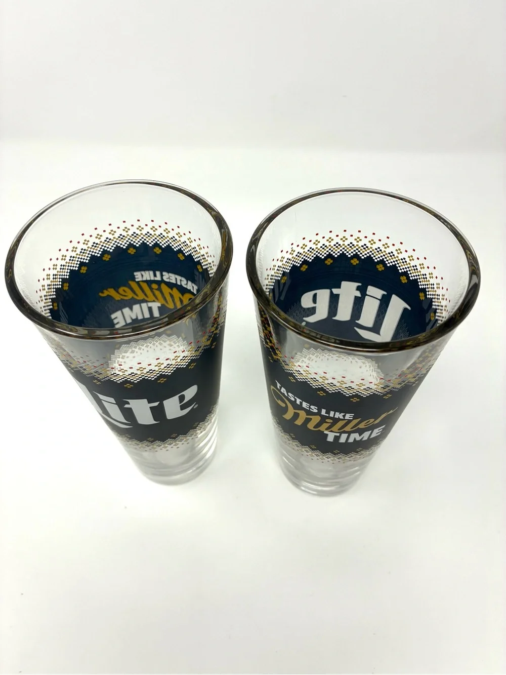 Miller Lite Pint Glasses Holiday Themed Knitwear Ugly Sweater Barware Brewery